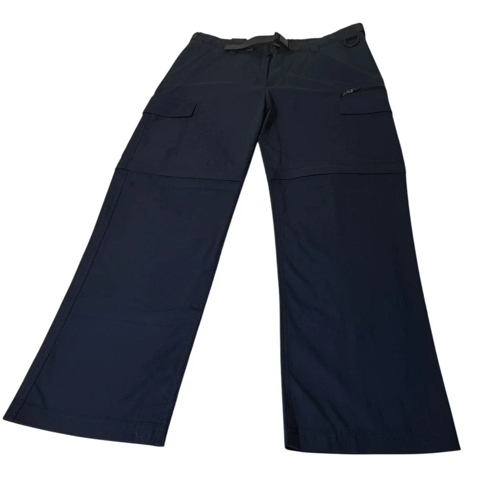 BC Clothing Cargo Convertible Pants Men M x 30 Navy Blue Stretch Belted Hiking